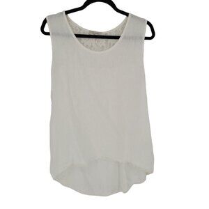 Bella Umbra womens Medium white floral lace sleeveless linen top Made in Italy